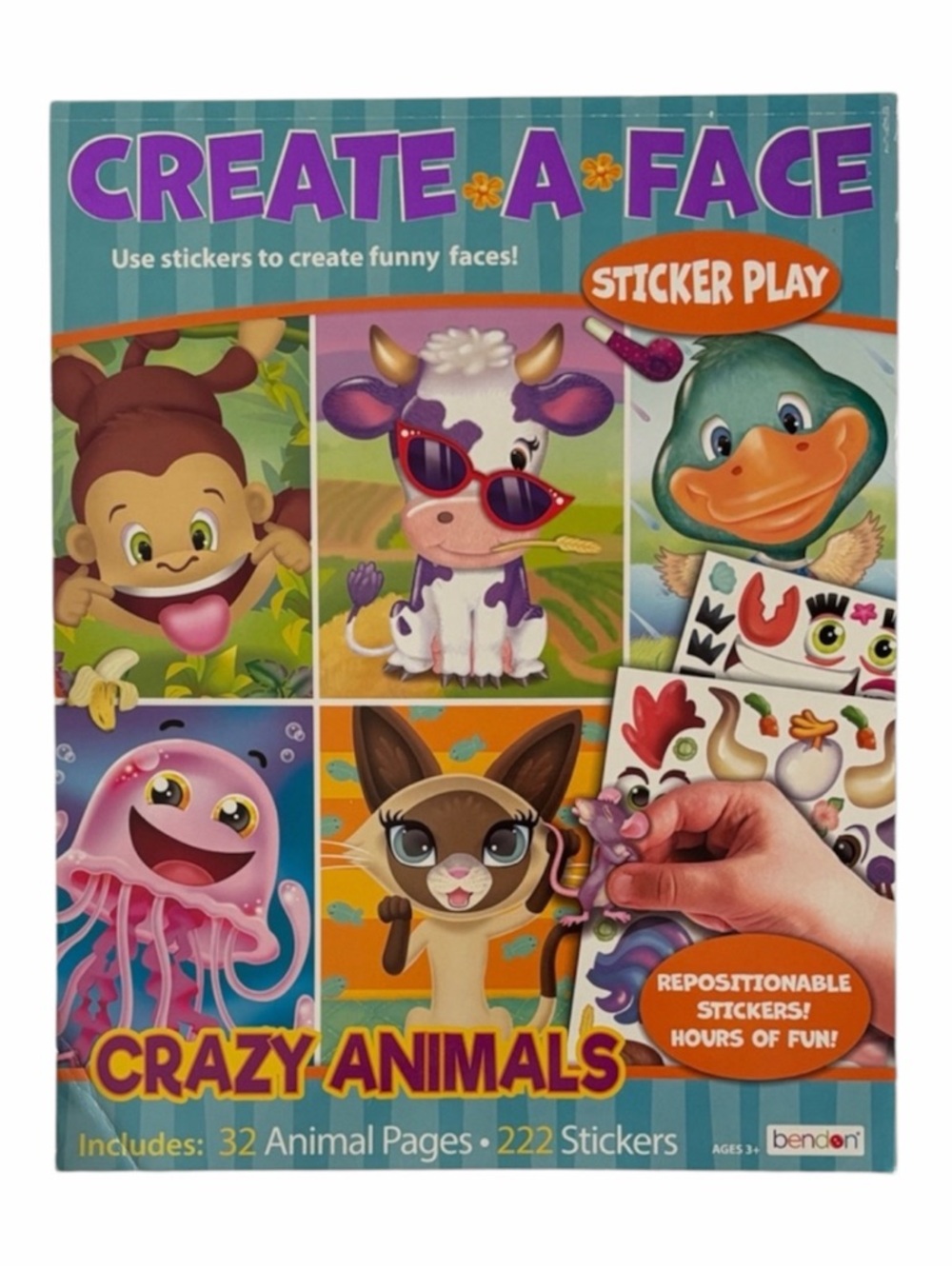 Bendon Create A Face Crazy Animals Sticker Play Pad